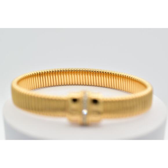 Christian Dior Vintage Crystal Bangle Bracelet Omega Gold NOS Signed 1980s Bin8 - Picture 11 of 12